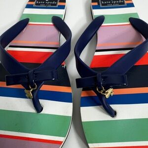 Kate Spade Multicolor Striped Sandals with Navy Straps sz 9